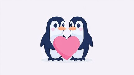 Adorable Penguin Couple Sharing Love Heart