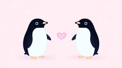 Obraz premium Adorable Penguin Couple Valentine's Day Love