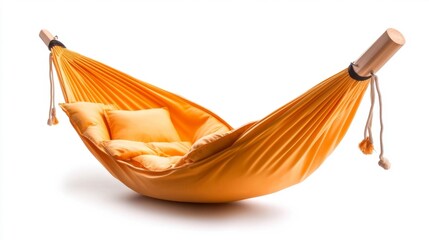 Fototapeta premium Foldable hammock for camping with comfy pillows. Generative AI