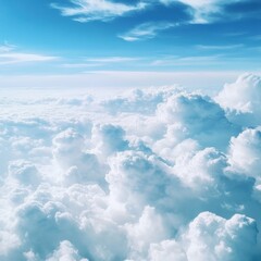 Vast Fluffy Clouds Filling Serene Sunny Sky in Tranquil Landscape