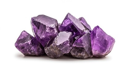 Fototapeta premium Purple Amethyst Gemstones on White Background. Generative AI