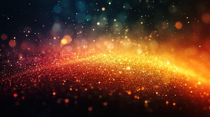 Fototapeta premium Blurred rainbow light leaks on black background with dust texture. A retro film analog effect for overlays.