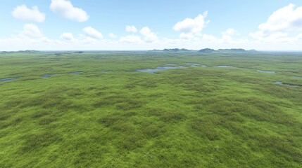 Obraz premium Aerial View of Lush Green Marshland with Water Channels