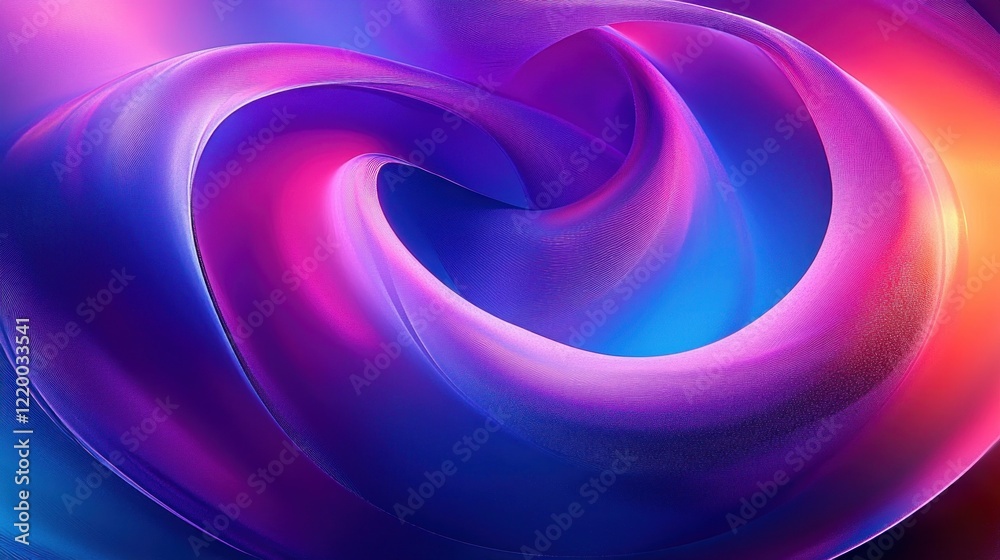 Poster dynamic abstract 3d fluid shapes in blue and purple gradient