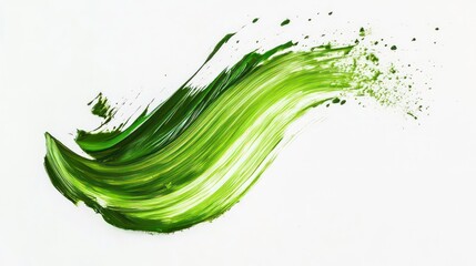 Abstract green paint stroke on white background. (2)