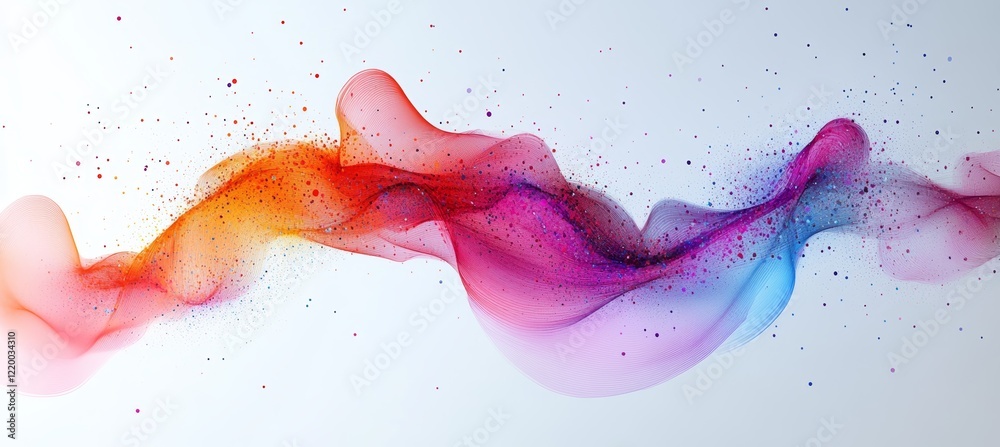 Leinwandbilder Abstract network data flowing wave. Generative AI technology.	
