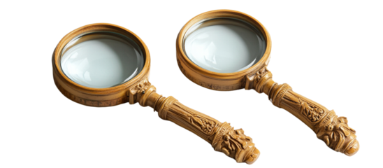 Two magnifying glasses on a transparent background png  