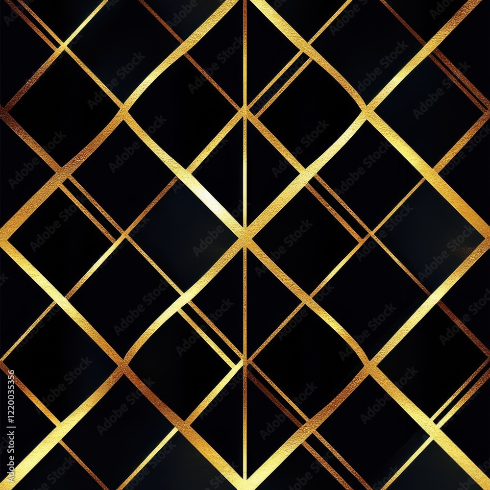 Poster sleek geometric abstract pattern with intersecting golden lines on black background