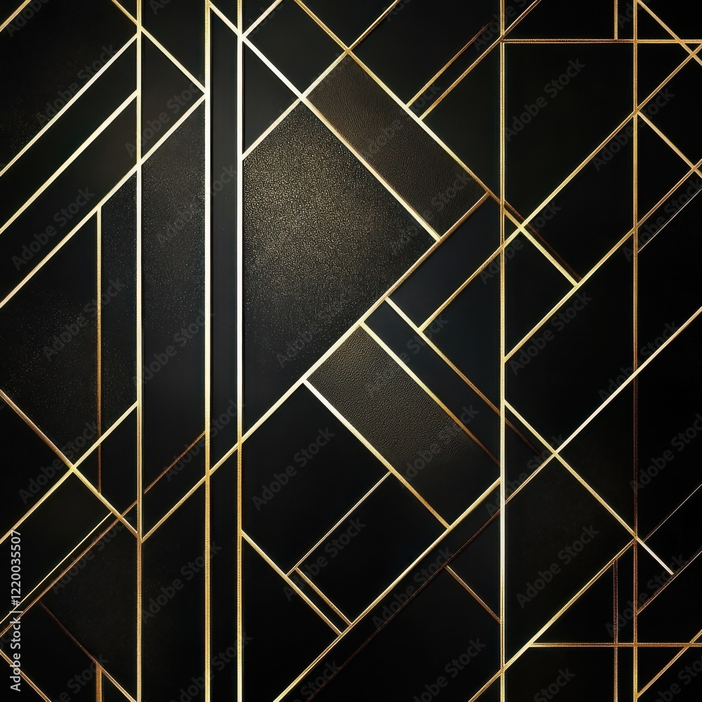 Poster elegant abstract geometric black and gold pattern background with intersecting lines and shapes for 