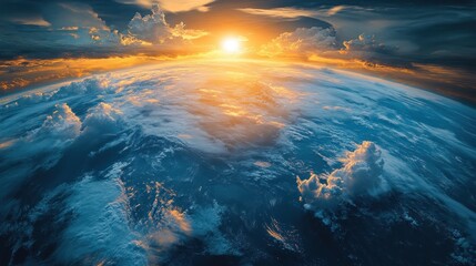 Fototapeta premium Majestic Sunrise over Earth: A Breathtaking View of Our Planet