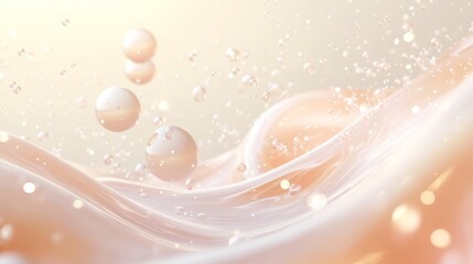 Abstract Swirling Liquid with Bubbles and Soft Light Background