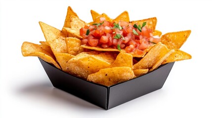 Delicious nachos with salsa on white background. Generative AI