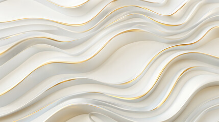 Obraz premium Abstract wavy design with white and gold elements, creating a modern aesthetic.