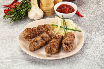 Beef kebab minced meat with onion