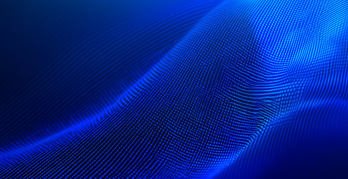 Digital technology background with binary code and glowing light rays
