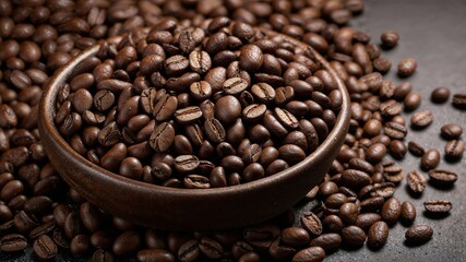 Naklejka premium There are piles of fragrant and fresh coffee beans. Generative AI.
