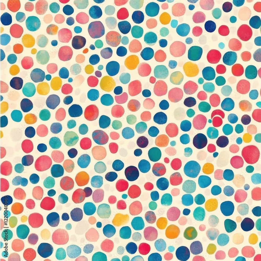 Poster vibrant abstract geometric pattern with colorful overlapping shapes and dots