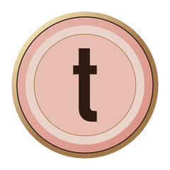 Obraz premium Romantic Valentine ‘t’ Design with Gold and Pink Tones – A Charming Letter Art for Valentine’s Day, Perfect for Romantic Themes, Invitations, and Greeting Cards