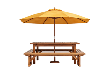 Stylish Wooden Picnic Table with Benches and Sun Shade for Relaxation