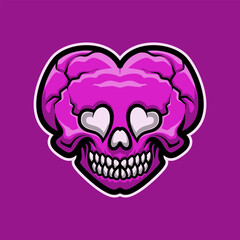 Pink Love Skull Mascot Vector Illustration is perfect for your brand business