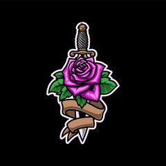 Knife Sweet Rose Mascot Vector Illustration is perfect for your brand business