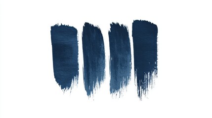 Four blue paint strokes are shown on a white background