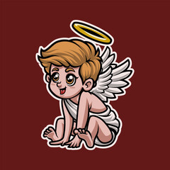 Cupid God of Love Sits Mascot Vector Illustration is perfect for your brand business