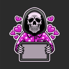 Skull Killer In Love With Ribbon Mascot Vector Illustration is perfect for your brand business