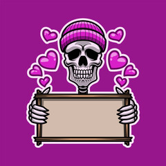 Cool Skull In Love With Board Mascot Vector Illustration is perfect for your brand business