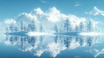 Surreal Dreamscape: Floating Islands with Minimalist Design and Bold Outlines