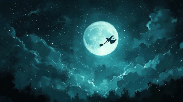 a plane flying in the sky with a full moon in the background