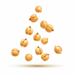falling chickpeas isolated on white background