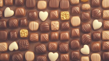 Fototapeta premium Assorted Chocolate Candies in Heart Box Arrangement