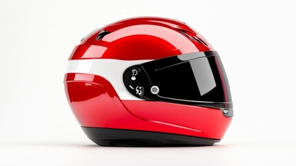 Red stunt helmet isolated on white background. Generative AI