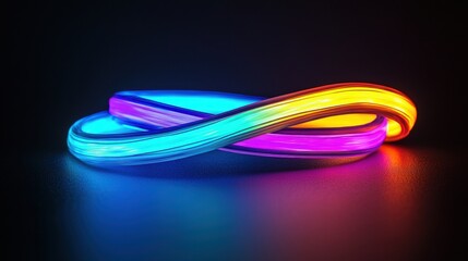 Colorful LED light strips in a dynamic swirl