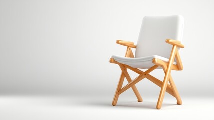 Modern white director's chair on a neutral background. Generative AI