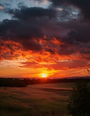 Obraz premium 夏の夕焼けと茜色の空