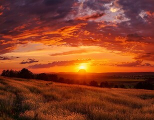 Obraz premium 夏の夕焼けと茜色の空