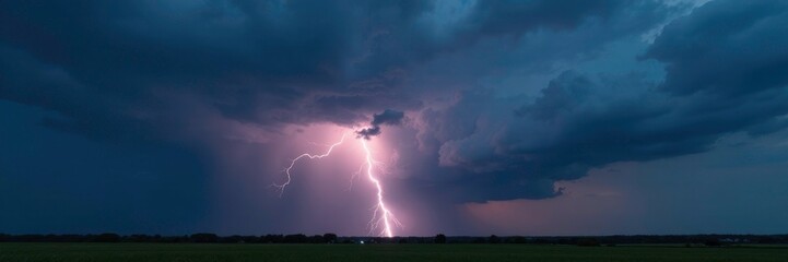 Dark cumulus clouds loom over the horizon as a stormy thunderstorm brews in the distance with flashes of lightning illuminating the sky, brewing, cumulus clouds, dark grey