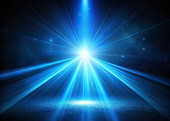 Fototapeta premium Dark Night, Blue Light Beam, Banner, Copy Space, Abstract Background, Mystical Glow, Night Scene, Blue Ray, Illumination, Spiritual, Hope, Fantasy
