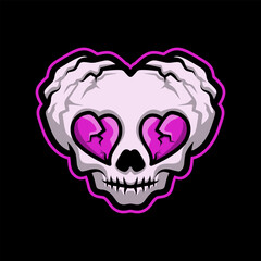 White Love Skull Mascot Vector Illustration is perfect for your brand business