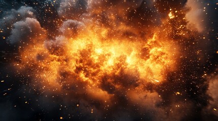 Fototapeta premium 3D render of abstract particles exploding from a central core., Generative AI