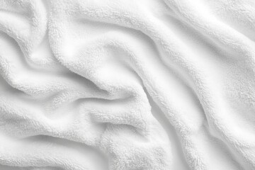 Soft white fleece blanket draped folds, cozy texture, background or bedding use