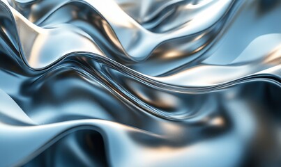 Naklejka premium 3D render of dynamic metallic sheets folding into intricate shapes., Generative AI