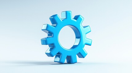 3D blue gear icon on a light background