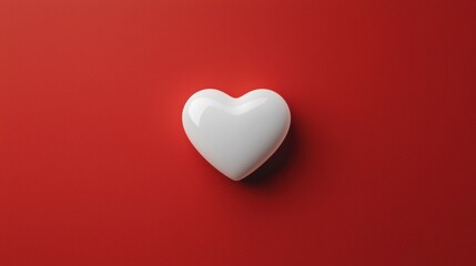 Fototapeta premium Glossy white heart on vibrant red background