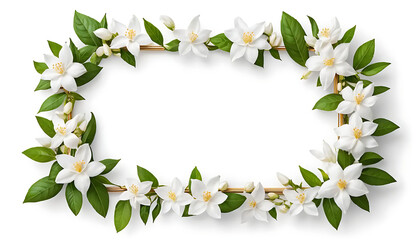 Fototapeta premium Elegant White Jasmine Flower Frame for Wedding Invitations