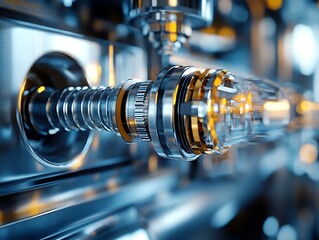 Naklejka premium Industrial machinery close-up technology image manufacturing detail