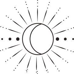 Mystical Celestial with Doodle Style. Flat Vector Illustration