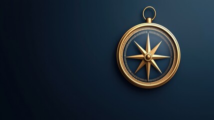 Elegant golden compass on a dark background